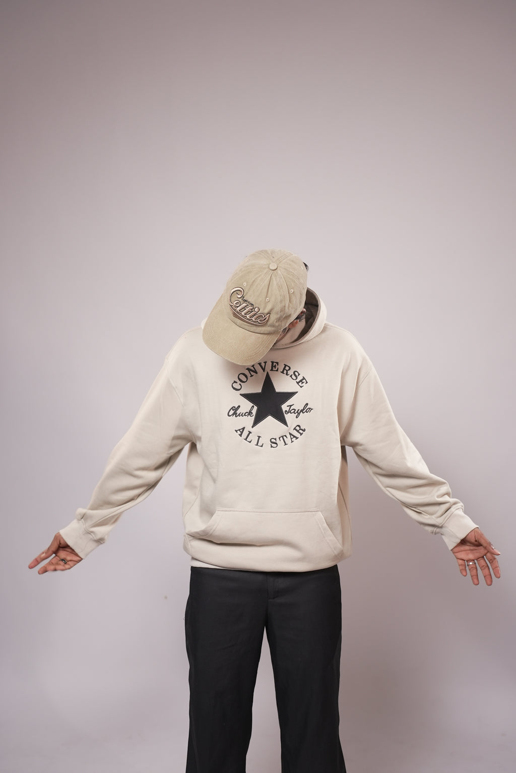 hoodie sweatshirt [ crewneck style with a hood ]