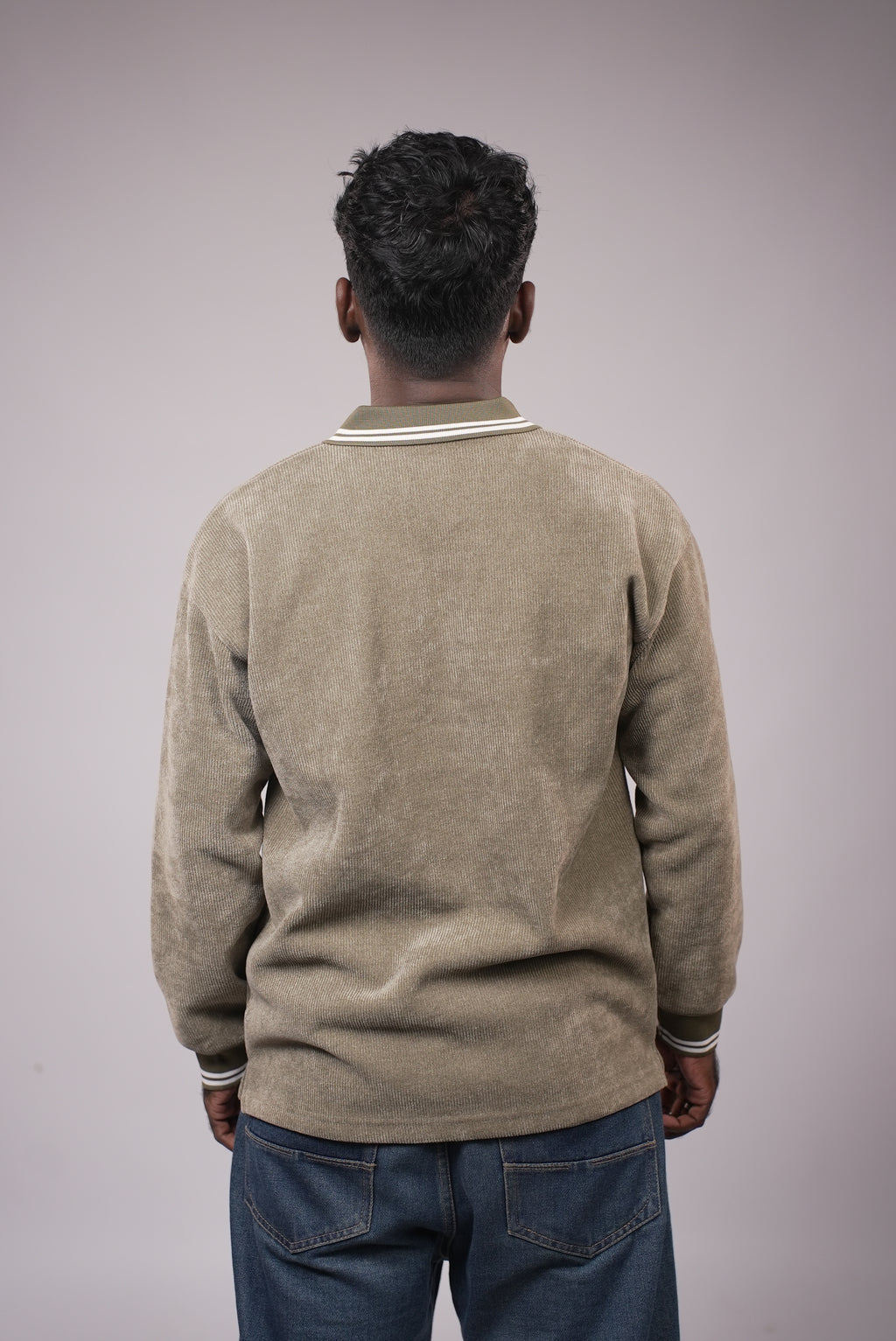 MEN TEXTURED POLO SWEATSHIRT