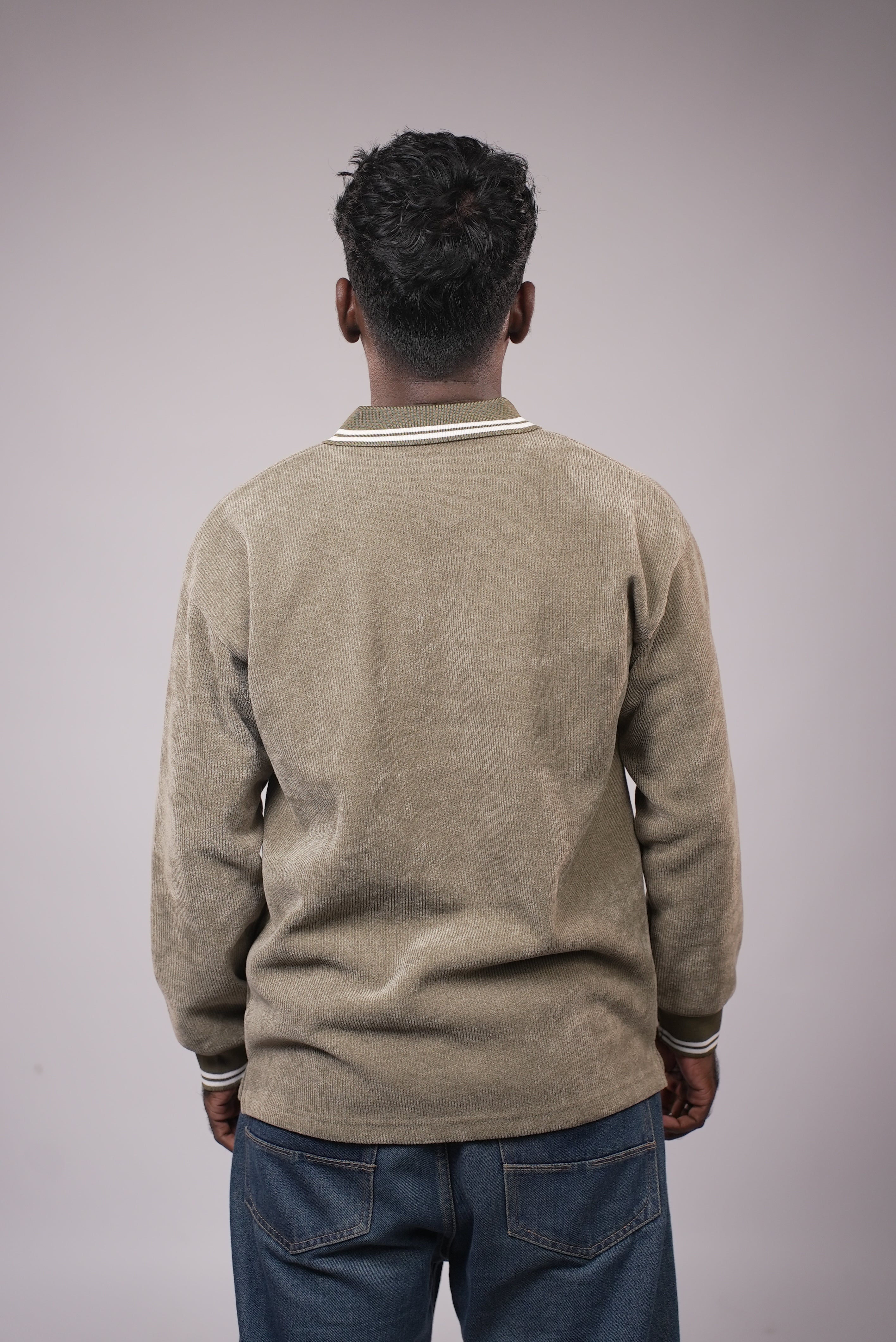 MEN TEXTURED POLO SWEATSHIRT